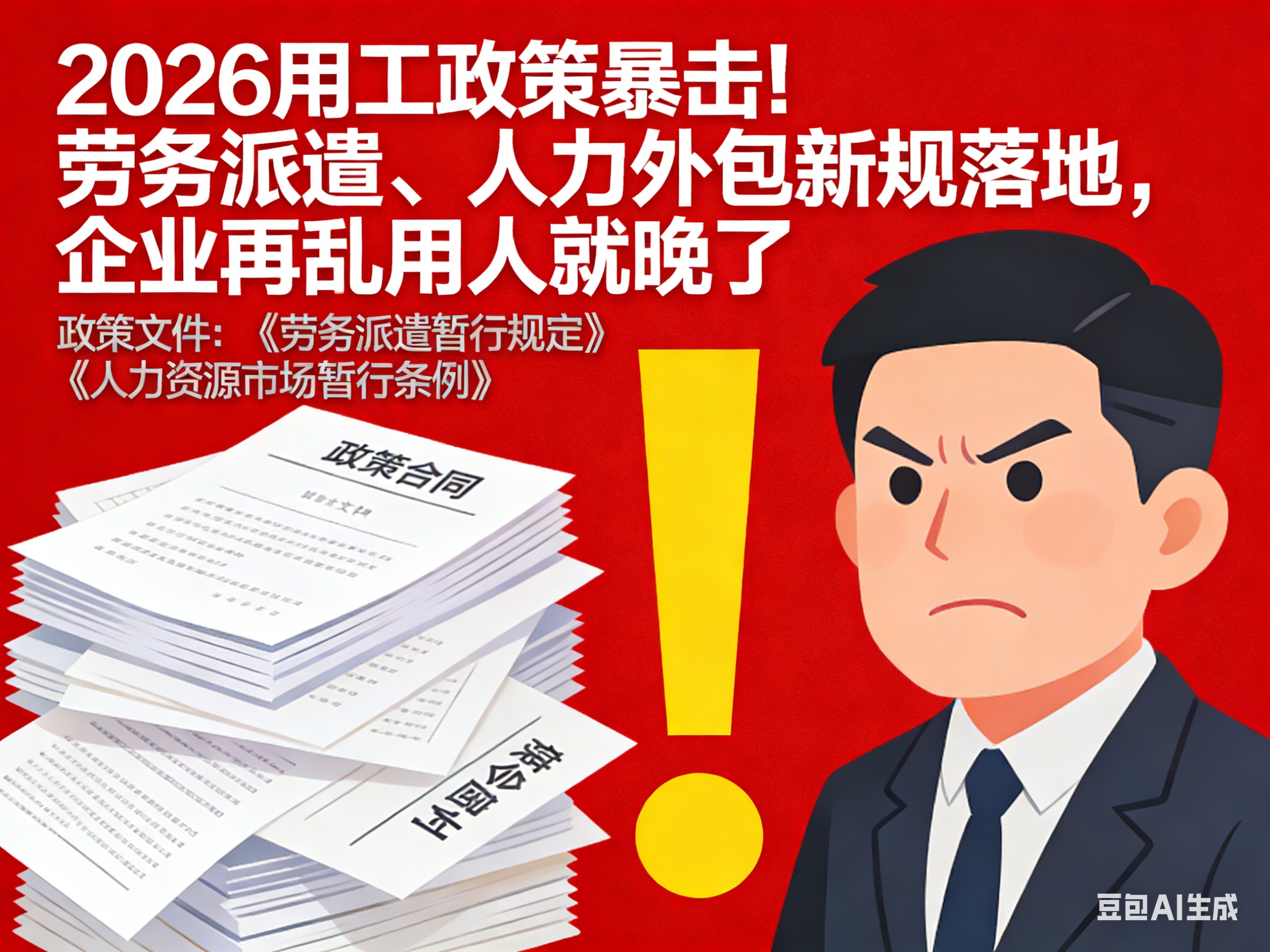 2026用工政策暴击！劳务派遣、人力外包新规落地，企业再乱用人就晚了